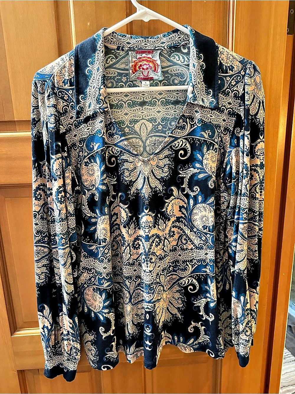 Johnny Was Jungle Paisley Rasvana Blouse Paisley Long Sleeve Blouse in Blue &